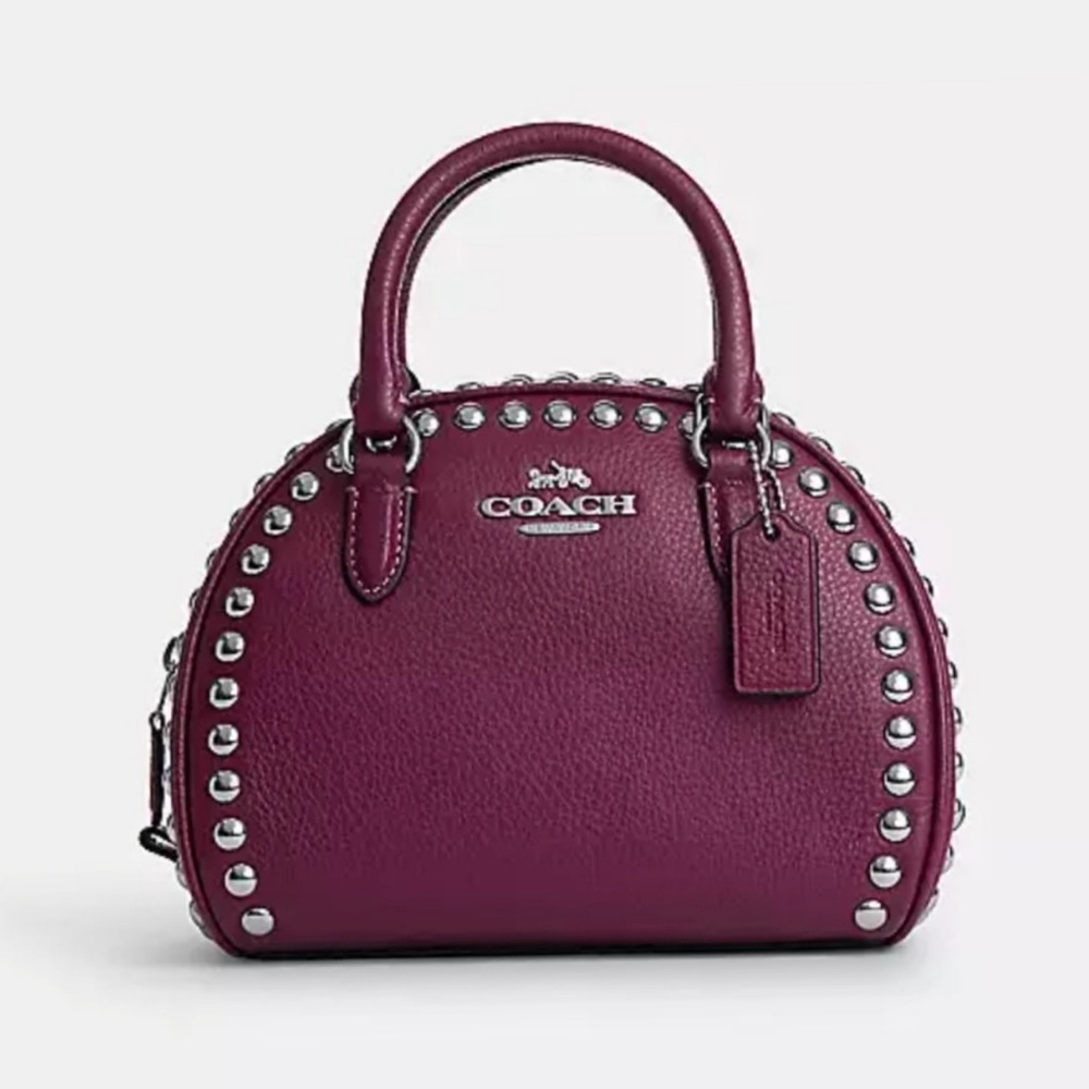 Coach Sydney Satchel with Rivets Crossbody Doctor’s Bag Satchel Studs 2 Handles - Picture 14 of 14